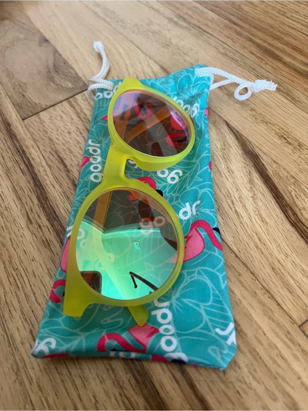 Goodr Yellow Round Polarized Sunglasses with Pink Lenses